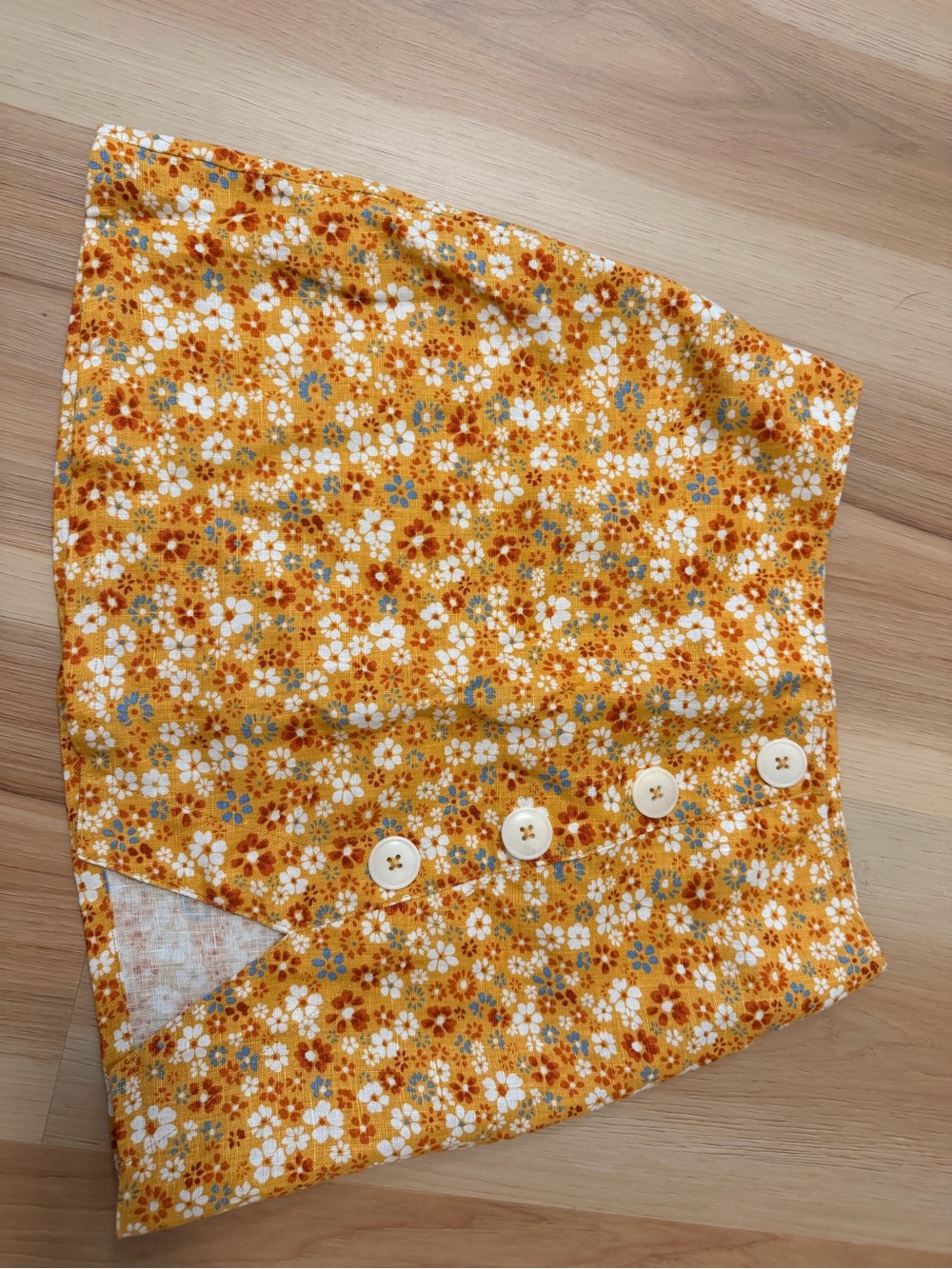 Reformation Yellow Floral Button-Front Mini Skirt 100% linen